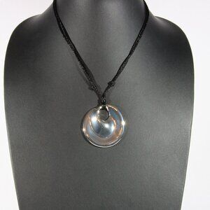 NWT J Jill Black Adjustable Necklace with Silver Pendant